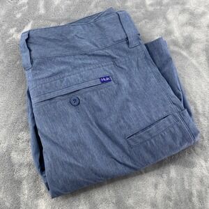 Huk Shorts Mens Medium Blue Performance Fishing Shorts Utility Pocket Stretch